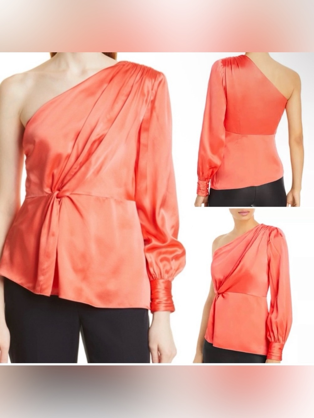 Cinq a Sept Neon Shoulder Silk Stace Top